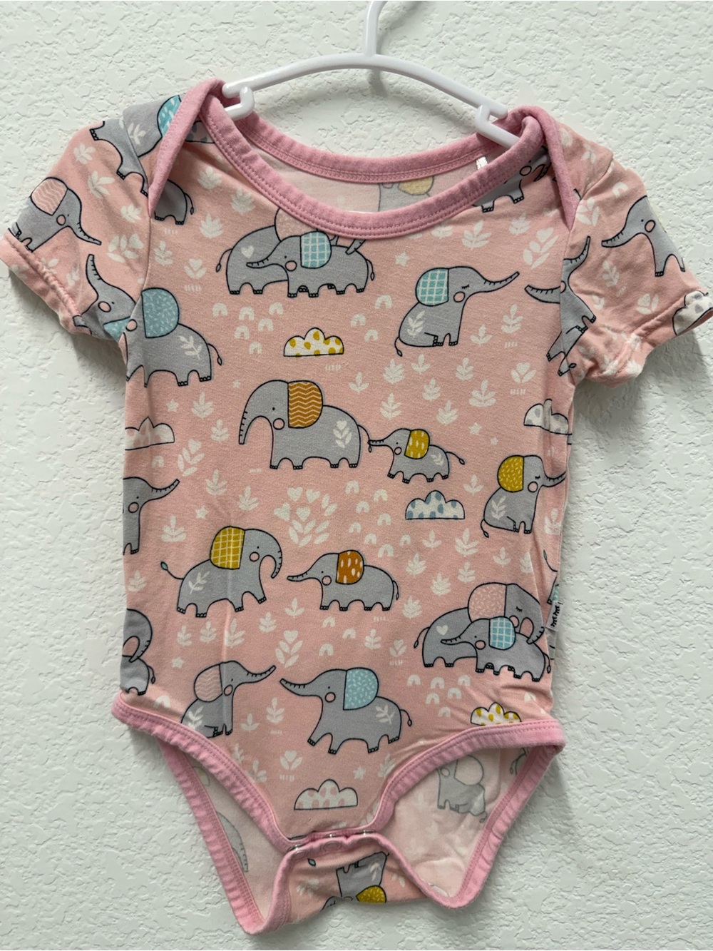 Little Sleepies Pink Elephant One-Piece Bodysuit